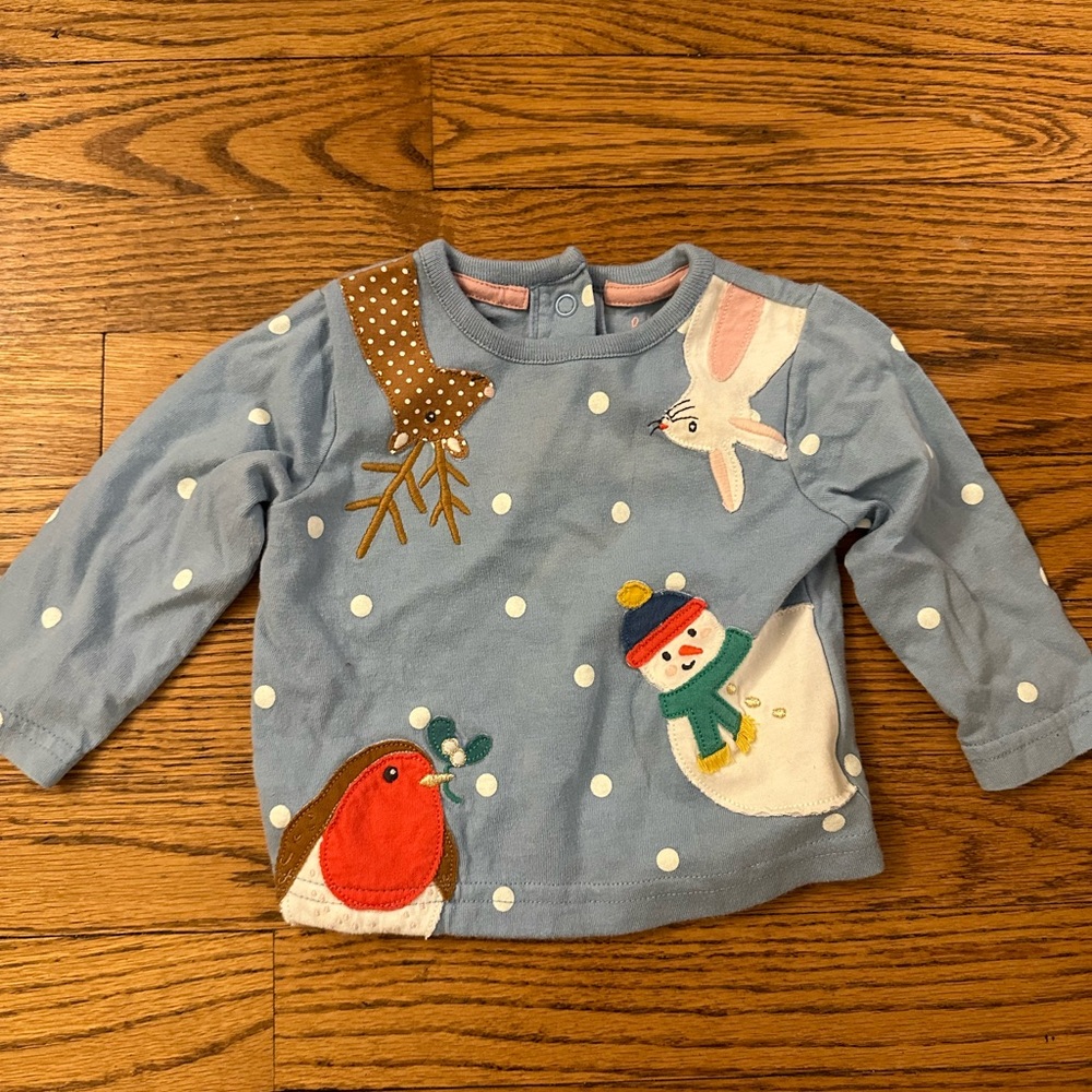 Baby Boden Christmas Shirt - 0-3 months. Good used condition.